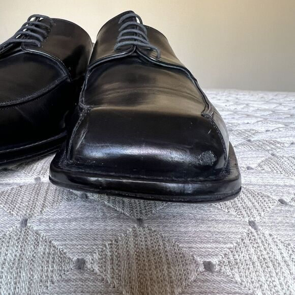 Mezlan Linosa Black Leather Oxford Men’s  12 M Made in Spain Bicycle Toe Dress - Picture 9 of 16